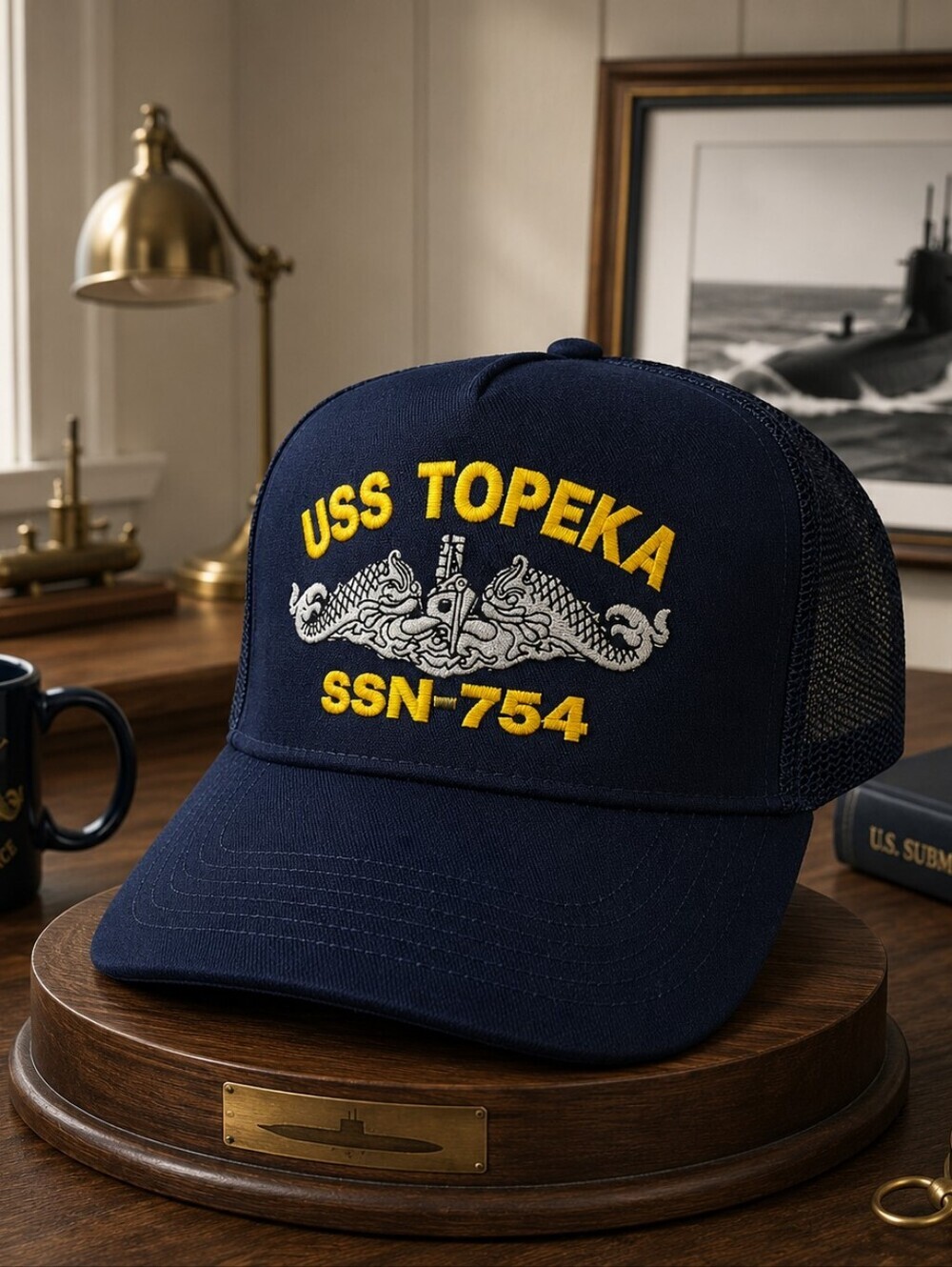 USS Topeka SSN-754 Submarine Service Baseball Cap Hat Mesh Snapback Blue